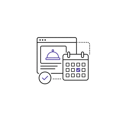 Booking website calendar and reservation icon